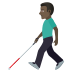 👨🏿‍🦯 man with white cane: dark skin tone display on JoyPixels